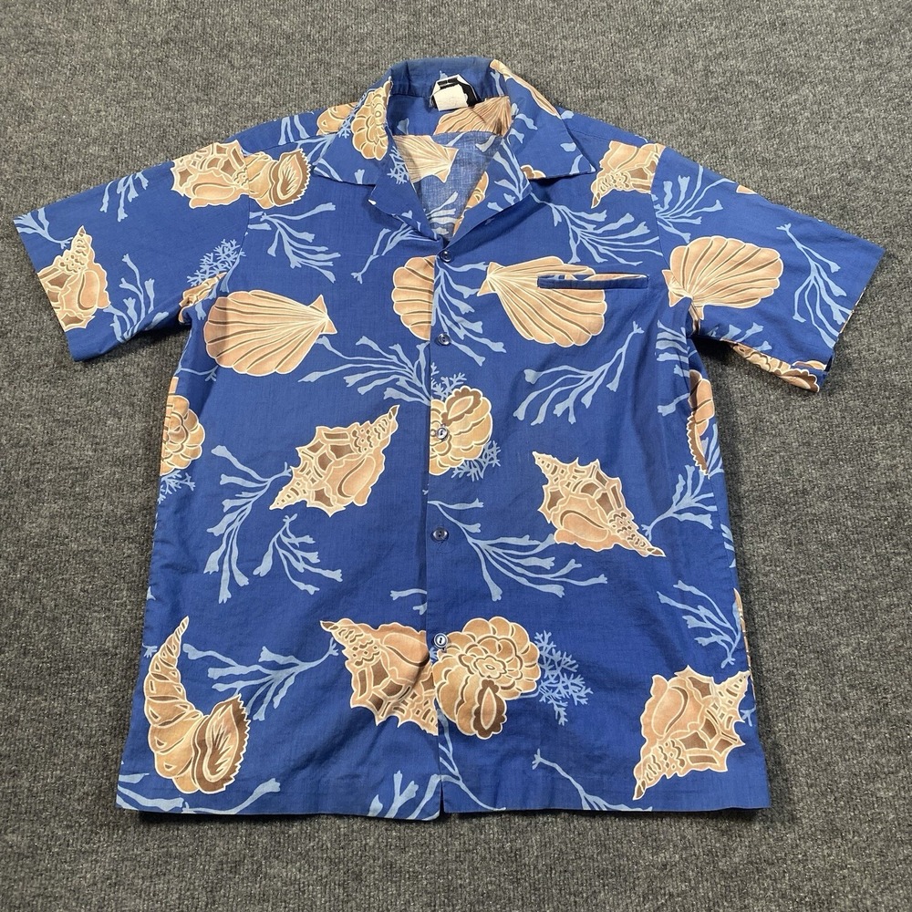 Vintage Hilo Hattie Mens Large Hawaiian Sea Shell All Over Print Made in USA